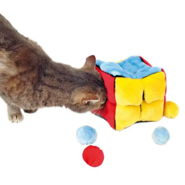 Игрушка для кошки "Кубик" 14х14х14см, плюш, с кошачьей мятой