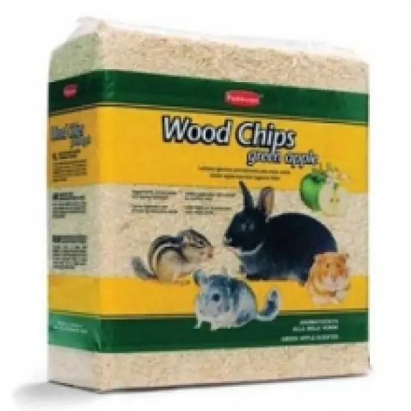 Наполнитель WOOD CHIPS, green apple древесные стружки с запахом яблока для грызунов 1кг/14л