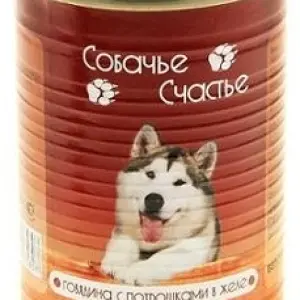 Собачье счастье 410гр Говядина с потрошками в желе