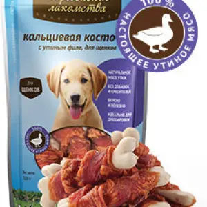 Деревенские лакомства "Кальциевая косточка с уткой для щенков" 90г