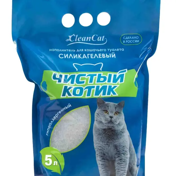 Наполнитель силикагелевый "Чистый котик" 5л