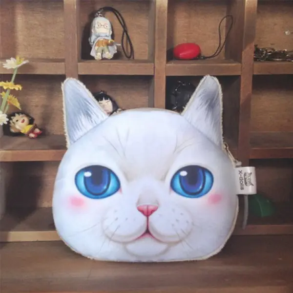 Сумочка для монет "Кошка" светлая с голубыми глазами