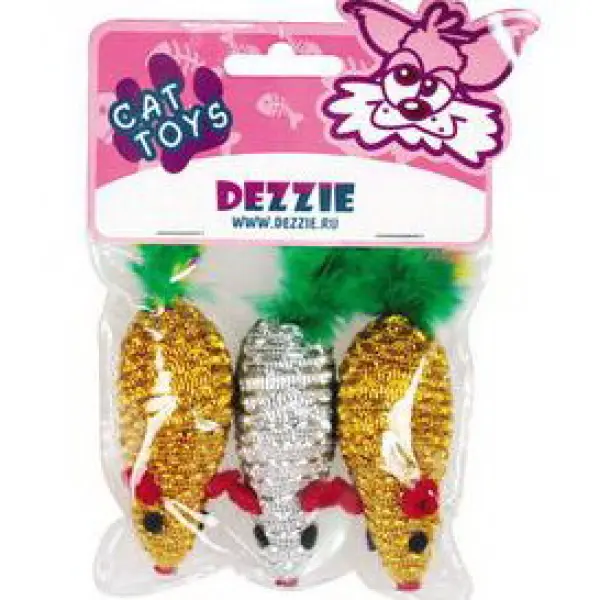 Игрушка д/кош Dezzie Мыши "Чемпион", 7,5см пластик 1набор (3мышки)