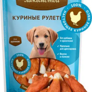 Деревенские лакомства "Куриные рулетики для щенков" 90г