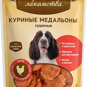Деревенские лакомства для собак "Куриные медальоны сушеные" 90г