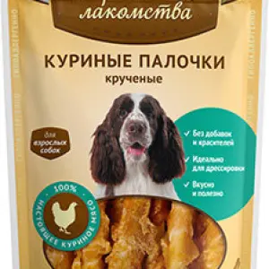Деревенские лакомства для собак "Куриные палочки крученные" 90г