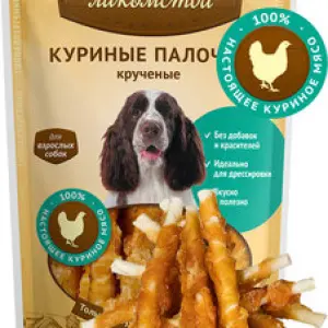 Деревенские лакомства для собак "Куриные палочки крученные" 90г