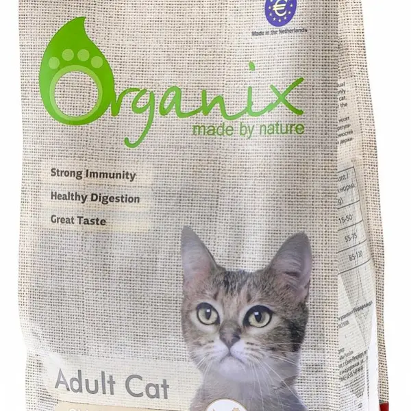 18кг ORGANIX Adult Cat Chicken сухой полнорационный натуральный корм для взрослых кошек КУРИЦА 32/18