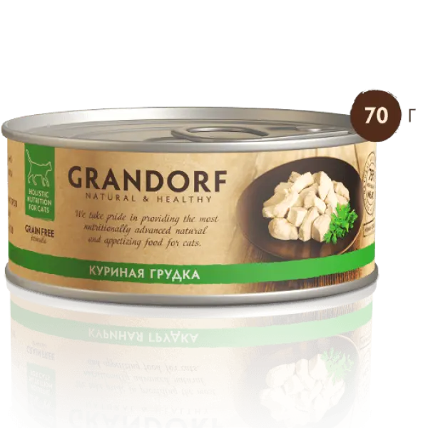 GRANDORF Грандорф влаж.корм д/кош КУРИНАЯ ГРУДКА В СОБСТВЕННОМ СОКУ 70гр*6шт