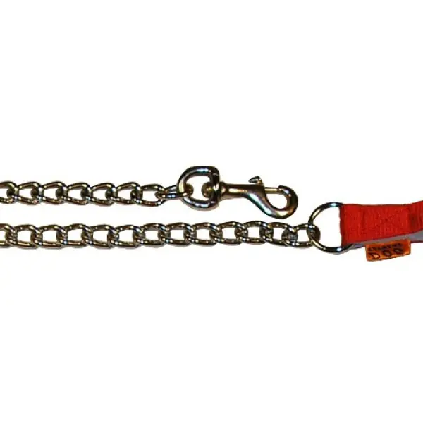 Поводок-цепь Dog Extreme с прорезиненной ручкой 2 см на 115см,красный