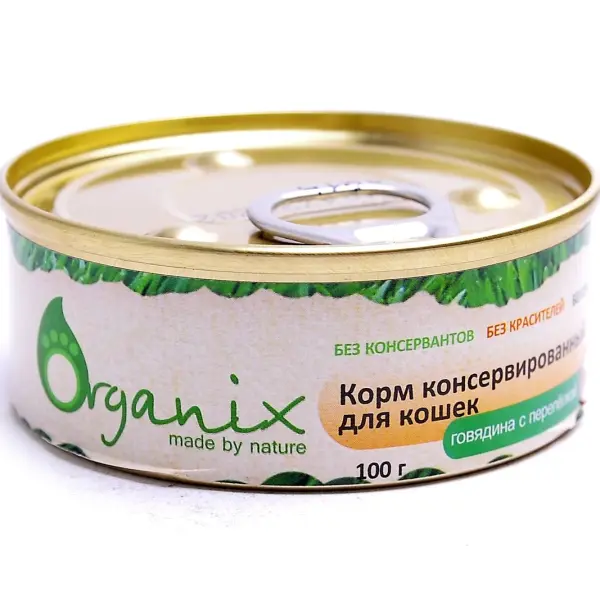 Organix консервы д/кош с говядиной и перепелкой