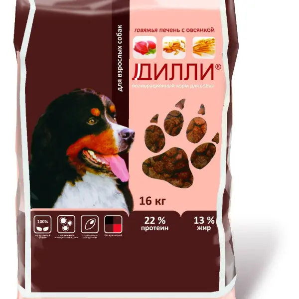 Дилли для взрослых собак печень с овсянкой (14кг)