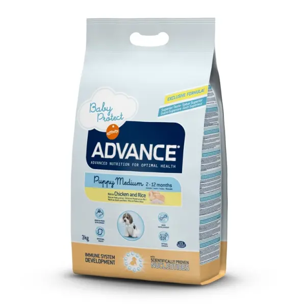 Корм Advance для щенков средних пород с курицей и рисом, Baby Protect Medium (03кг)
