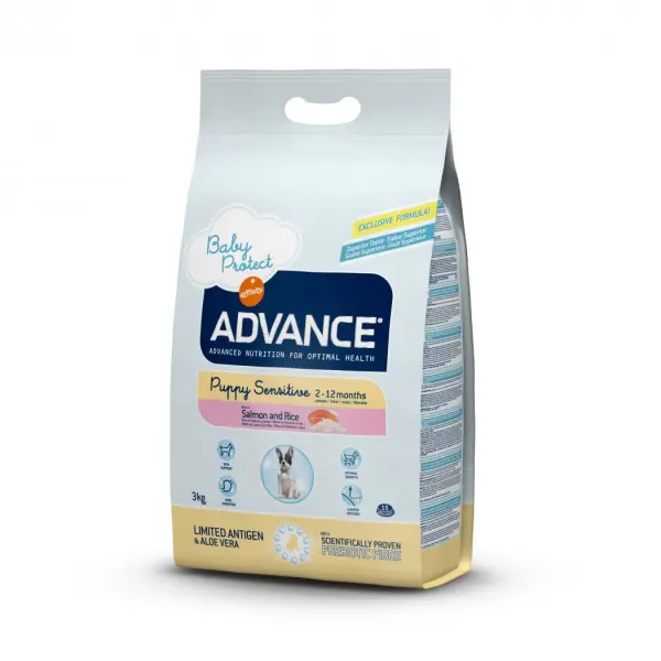 Корм Advance для щенков с чувствит. пищеварением: лосось и рис, Puppy Sensitive (12кг)