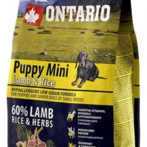 Корм Ontario для щенков малых пород с ягненком и рисом (0,75кг)