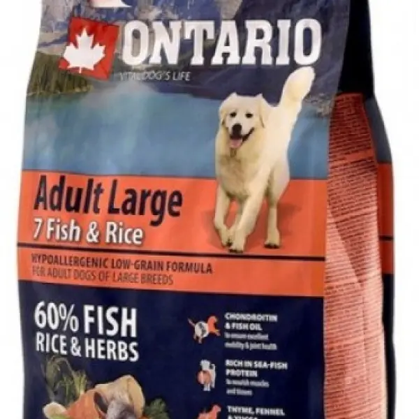 Корм Ontario для собак крупных пород с 7 видами рыбы и рисом (2,25кг)