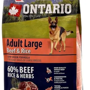 Корм Ontario для собак крупных пород с говядиной и рисом (2,25кг)