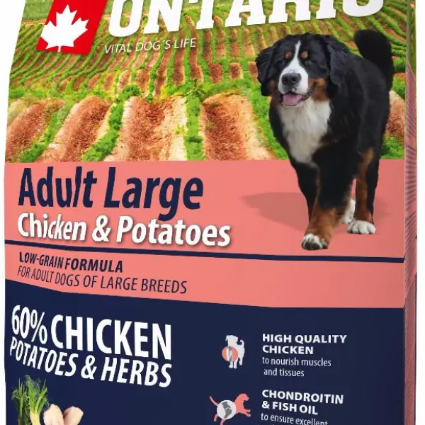 Корм Ontario для собак крупных пород с курицей и картофелем (2,25кг)
