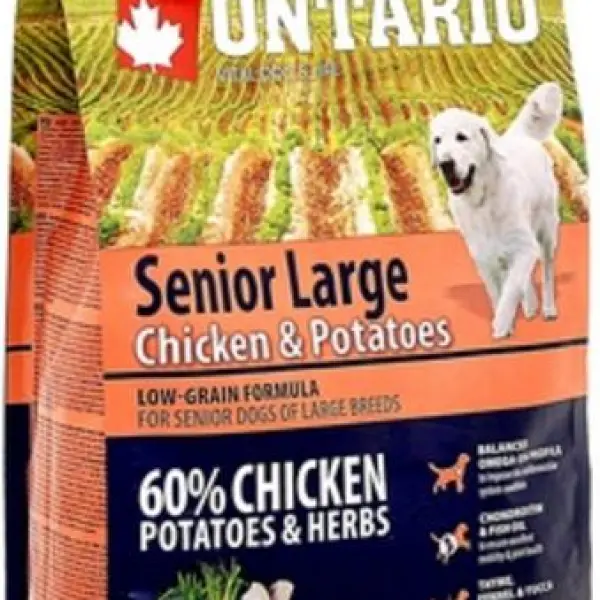 Корм Ontario для пожилых собак крупных пород с курицей и картофелем (12кг)
