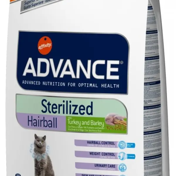 Корм Advance для вывода шерсти у стерилизованных кошек, Sterilized Hairball (10кг)