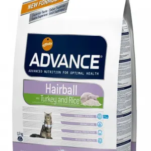 Корм Advance для вывода шерсти у кошек: индейка и рис, Hairball (1,5кг)