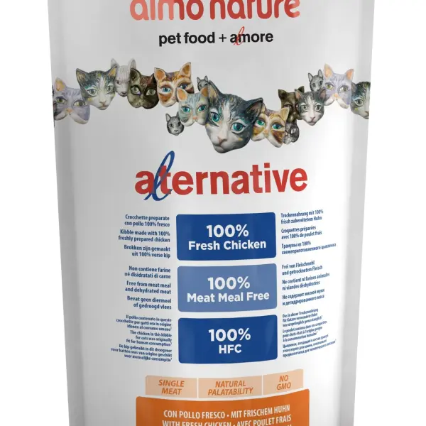 Корм Almo Nature Alternative корм со свежим цыпленком для кошек, 55% мяса, 0,75кг