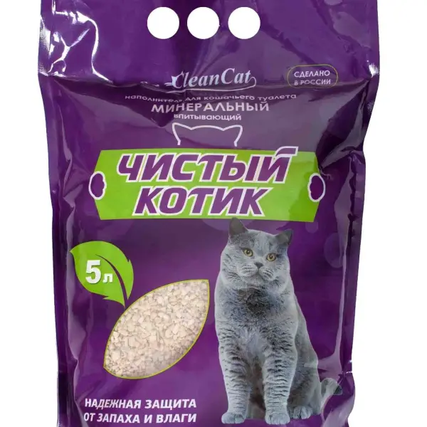 Наполнитель минеральный впитывающий "Чистый котик" Люкс, 5 л