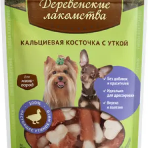 Деревенские лакомства для собак "Кальциевая косточка с уткой" 55г