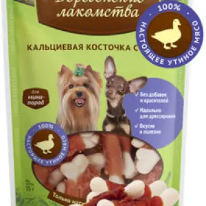 Деревенские лакомства для собак "Кальциевая косточка с уткой" 55г