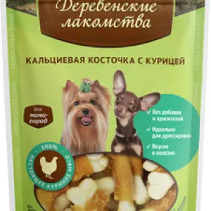 Деревенские лакомства для собак "Кальциевая косточка с курицей" 55г