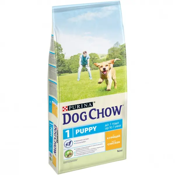 Dog Chow для щенков всех пород, курица 14кг