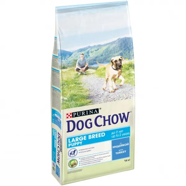 Dog Chow для щенков крупных пород, индейка 14кг