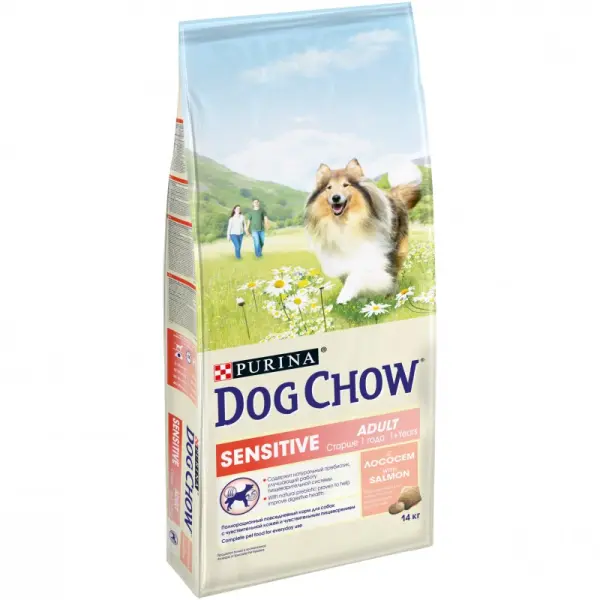 Dog Chow Sensitive для взрослых собак с чувствительным пищеварением, лосось 14кг