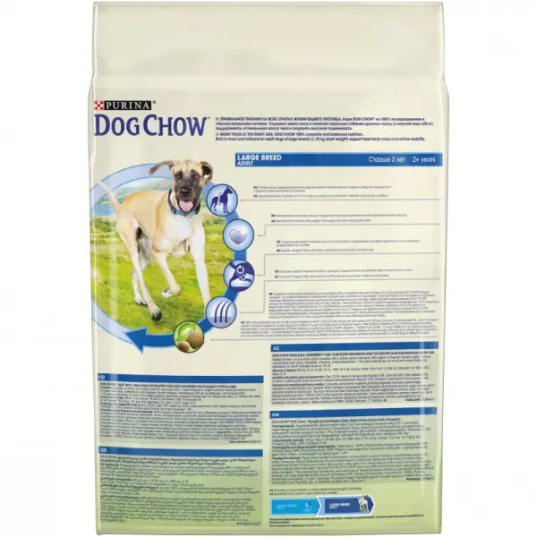Dog Chow Adult для взрослых собак крупных пород, индейка 02,5кг