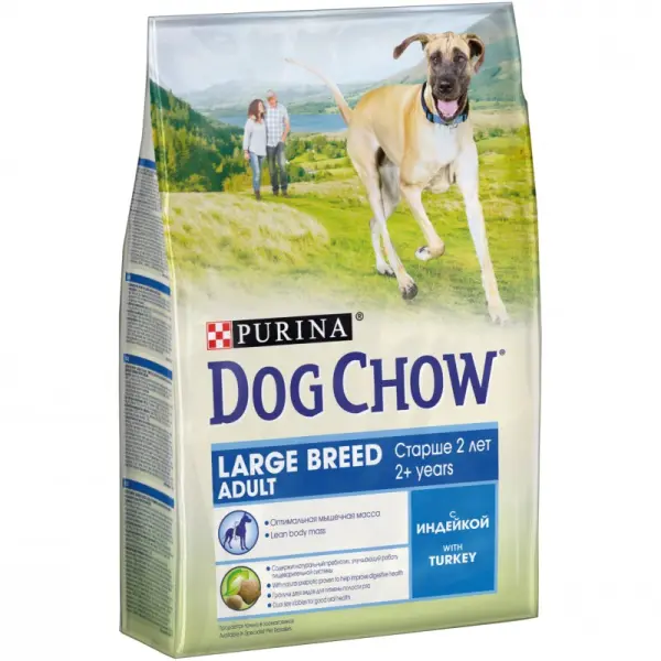 Dog Chow Adult для взрослых собак крупных пород, индейка 02,5кг