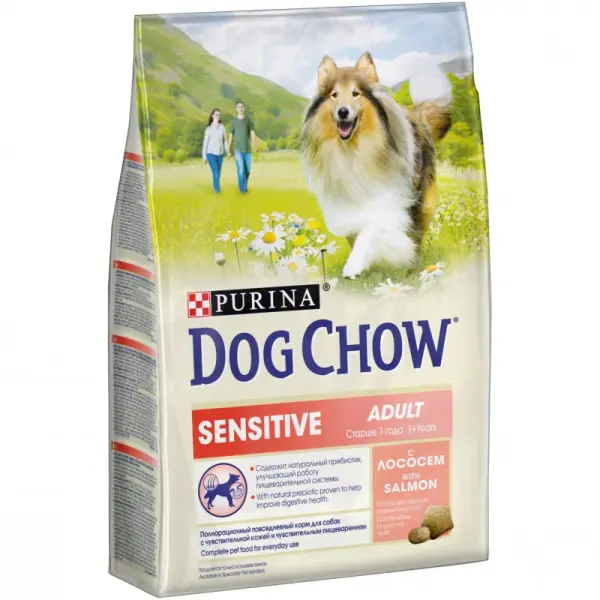 Dog Chow Sensitive для взрослых собак с чувствительным пищеварением, лосось 02,5кг
