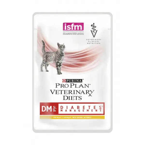 Консервы Pro Plan Veterinary Diets DM для кошек с диабетом, курица, пауч, 10шт*85 г