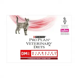 Консервы Pro Plan Veterinary Diets DM для кошек с диабетом, говядина, пауч, 10шт*85 г