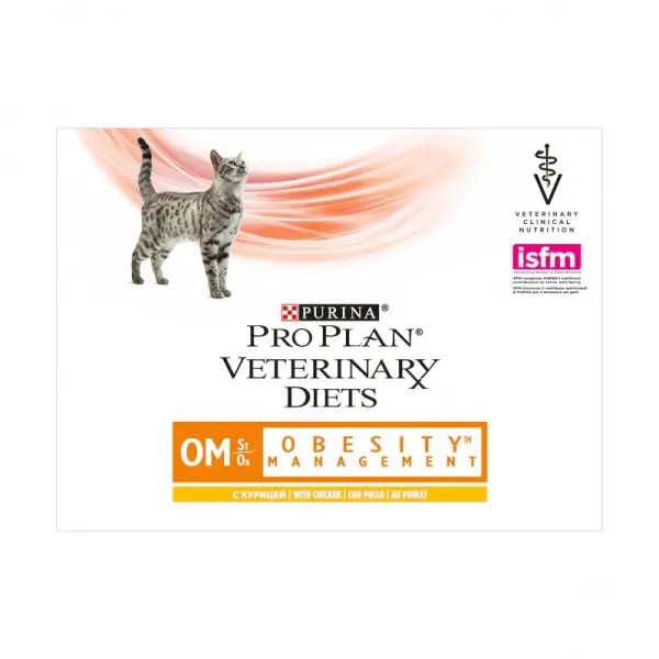 Консервы Pro Plan Veterinary Diets OM для кошек с ожирением, курица, пауч, 10шт*85 г