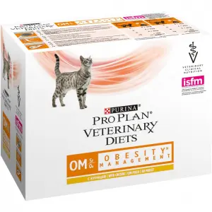 Консервы Pro Plan Veterinary Diets OM для кошек с ожирением, курица, пауч, 10шт*85 г