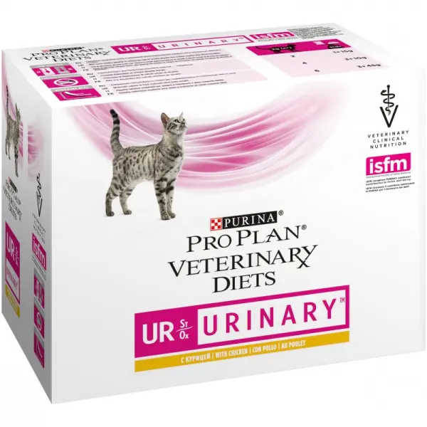 Консервы Pro Plan Veterinary Diets UR Urinary для кошек с болезнями нижних отделов мочевыводящих путей, курица, пауч, 10шт*85 г