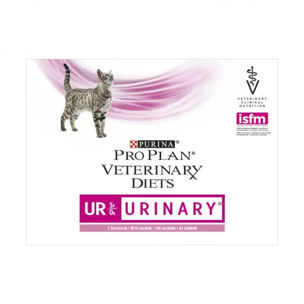 Консервы Pro Plan Veterinary Diets UR Urinary для кошек с болезнями нижних отделов мочевыводящих путей, лосось, пауч, 10гр*85 г