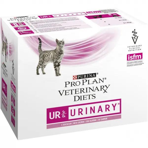 Консервы Pro Plan Veterinary Diets UR Urinary для кошек с болезнями нижних отделов мочевыводящих путей, лосось, пауч, 10гр*85 г