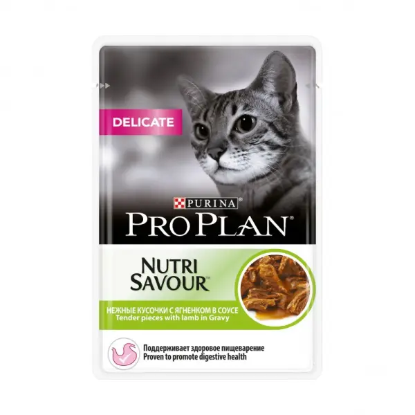 Консервы Pro Plan Delicate для кошек с чувствительным пищеварением, ягнёнок, пауч, 85 г