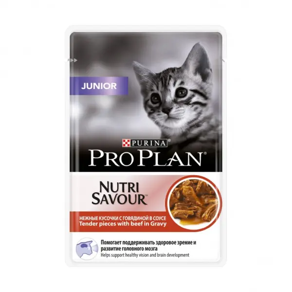 Консервы для котят Purina Pro Plan Junior, говядина, пауч, 85 г