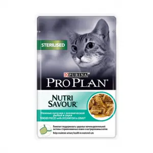 Консервы Pro Plan для стерилизованных кошек и кастрированных котов, океаническая рыба в соусе, пауч, 85 г