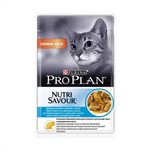 Консервы Pro Plan для кошек с чувствительной кожей, треска в соусе, пауч, 85 г