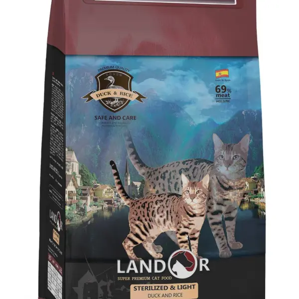 0,4кг LANDOR STERILIZED & LIGHT for a CAT для кошек с избыточным весом и стерилизованных, утка с рисом