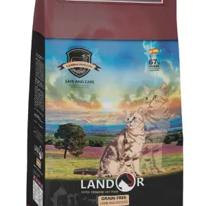 0,4кг LANDOR GRAIN FREE FOR CATS HAIRBALL&WEIGHT CONTROL контроль веса беззерновой для кошек, ягненок с бататом