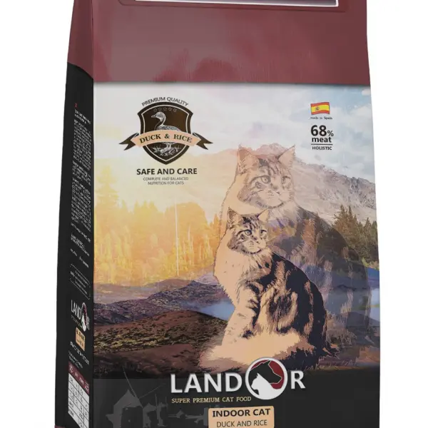 10кг LANDOR INDOOR CAT для кошек живущих в помещении, утка с рисом